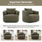 360° Swivel Chair, 38.2 Boucle Accent Chair with Throw Pillow, Upholstered Barrel Sofa Chair with Curved Armrests