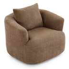 360° Swivel Chair, 38.2 Boucle Accent Chair with Throw Pillow, Upholstered Barrel Sofa Chair with Curved Armrests