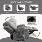 360° Swivel Recliner Chair with Massage, Heat, USB, and Cup Holders