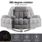 360° Swivel Recliner Chair with Massage, Heat, USB, and Cup Holders