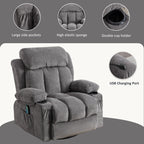 360° Swivel Recliner Chair with Massage, Heat, USB, and Cup Holders