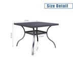 60 x 37 Outdoor Patio Rectangular Metal Slatted Dining Table with Umbrella Hole for 6 Person
