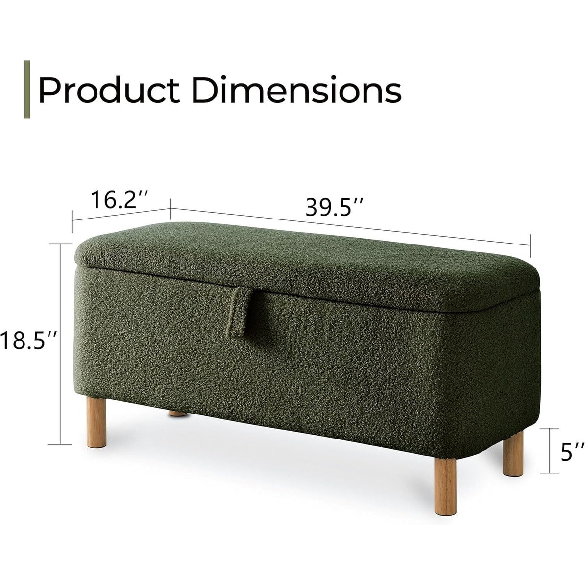 39.5 Off White Boucle Storage Ottoman Bench Sherpa Storage Bench Ottoman Foot Rest End of Bed for Living Room Bedroom,Wood Leg