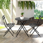 3pc Metal Folding Bistro Set, Weather-Resistant Outdoor/Indoor Conversation Set for Patio, Yard, Garden