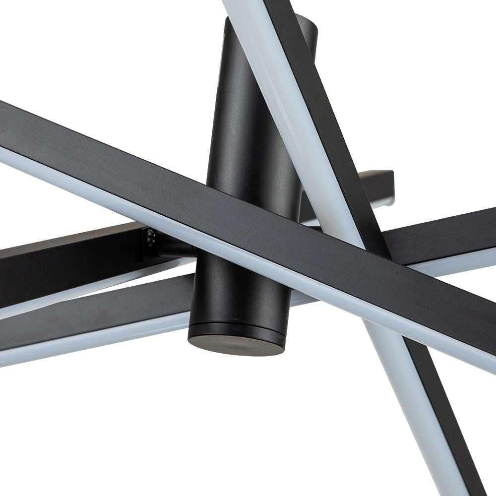 Black/ Gold Modern Aluminum LED Chandelier Linear Sputnik Ceiling Pendant Light for Living/ Dining Room/ Kitchen