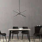 Black/ Gold Modern Aluminum LED Chandelier Linear Sputnik Ceiling Pendant Light for Living/ Dining Room/ Kitchen