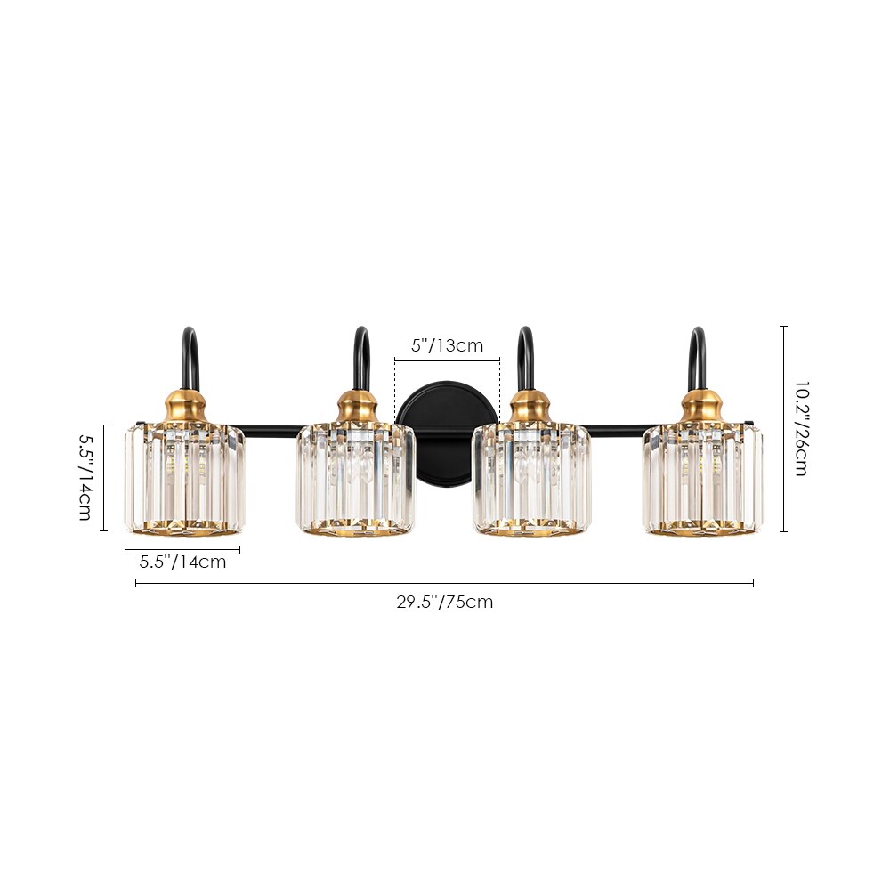 Chrome/ Black/ Gold Modern Over Mirror Crystal Bathroom Restroom Wall Lighting Fixtures Bath Lights Vanity Light