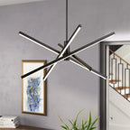 Black/ Gold Modern Aluminum LED Chandelier Linear Sputnik Ceiling Pendant Light for Living/ Dining Room/ Kitchen