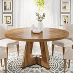 47 Round Dining Table for 4, Farmhouse Kitchen Table Small Dinner Table Wood Kitchen Table for Dining Room Living Room