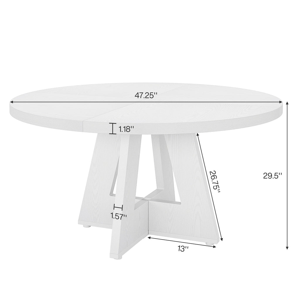 47 Round Dining Table for 4, Farmhouse Kitchen Table Small Dinner Table Wood Kitchen Table for Dining Room Living Room