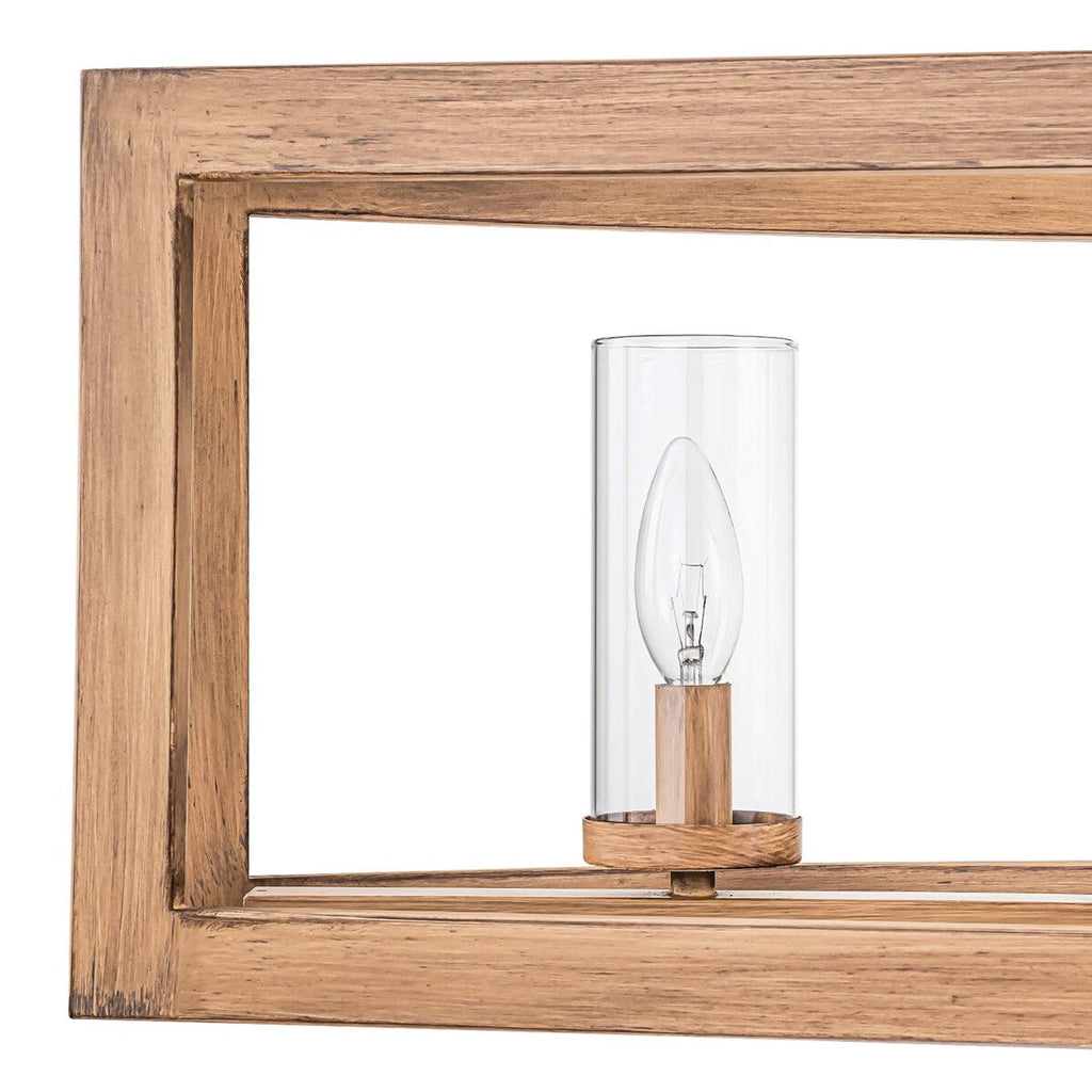 5-Light Mid-Century Modern Industrial Linear Kitchen Island Pendant Vintage Rectangle Glass Chandelier