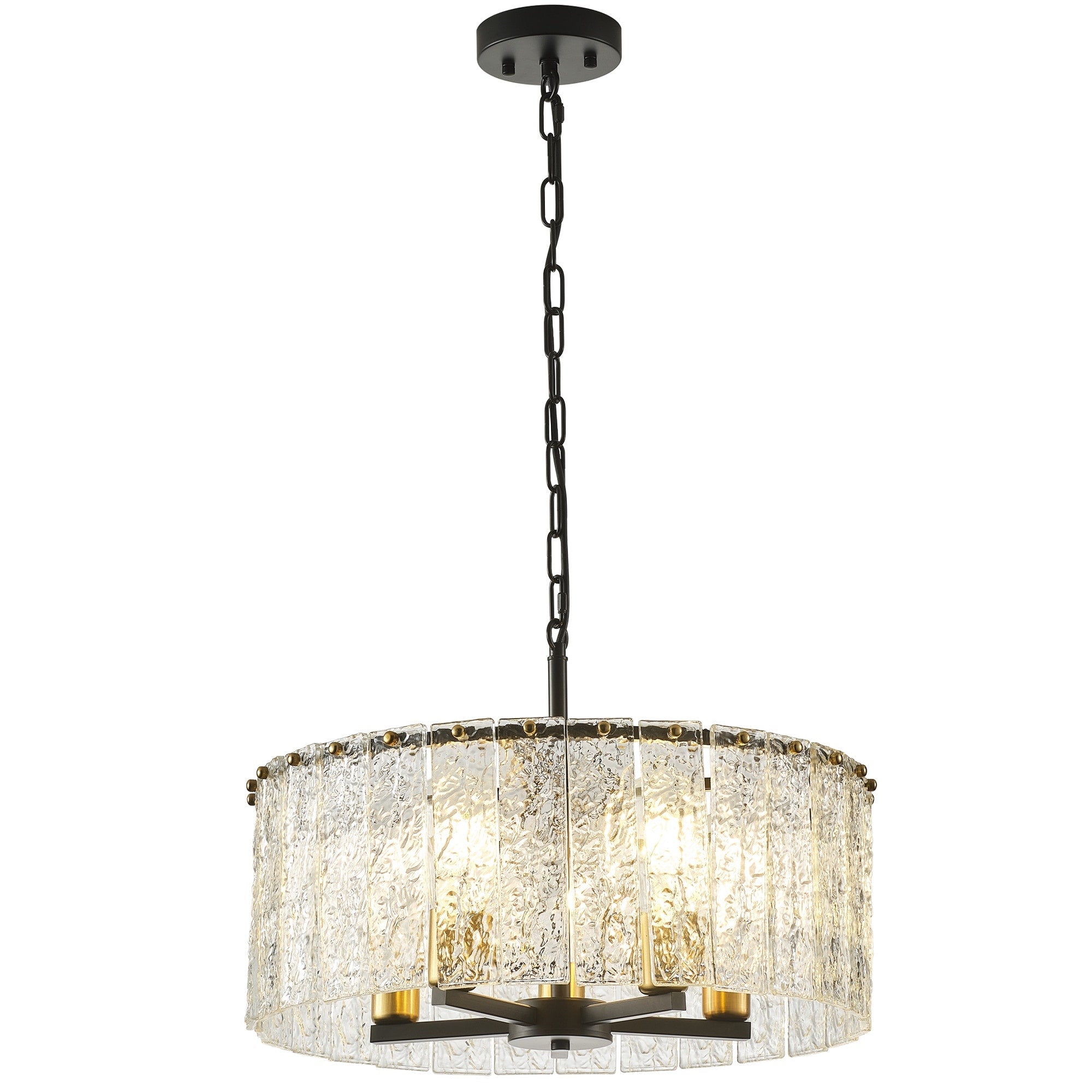 5-Light Modern Round Drum Chandelier, Classic Semi Flush Mount Chandelier, Kitchen Island Pendant Light for Dining Room