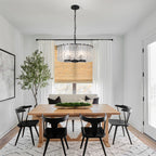 5-Light Modern Round Drum Chandelier, Classic Semi Flush Mount Chandelier, Kitchen Island Pendant Light for Dining Room