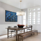 5-Light Modern Round Drum Chandelier, Classic Semi Flush Mount Chandelier, Kitchen Island Pendant Light for Dining Room
