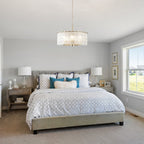 5-Light Modern Round Drum Chandelier, Classic Semi Flush Mount Chandelier, Kitchen Island Pendant Light for Dining Room