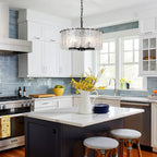 5-Light Modern Round Drum Chandelier, Classic Semi Flush Mount Chandelier, Kitchen Island Pendant Light for Dining Room