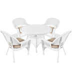 5-piece White Resin Wicker Dining Set