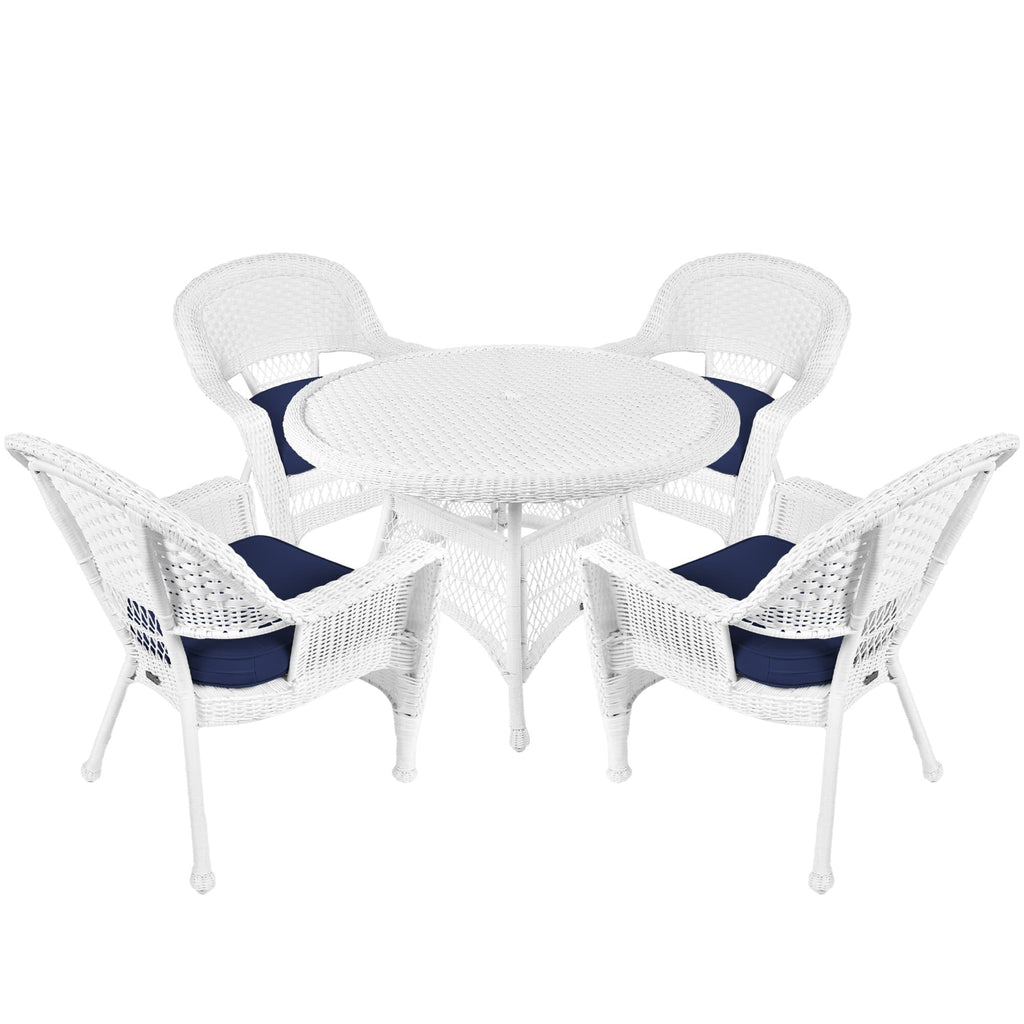 5-piece White Resin Wicker Dining Set