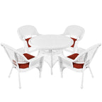 5-piece White Resin Wicker Dining Set