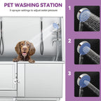 50'' W Stainless Steel Adjustable Pet Grooming Tub with Steps Ramp