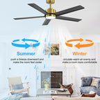 Breezary 65/52/42 5-Blade LED Ceiling Fan with Light Kit and Remote