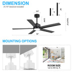 Breezary 65/52/42 5-Blade LED Ceiling Fan with Light Kit and Remote
