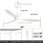 48 and 52 Integrated LED Ceiling Fan with Light and Remote, Reversible DC Motor