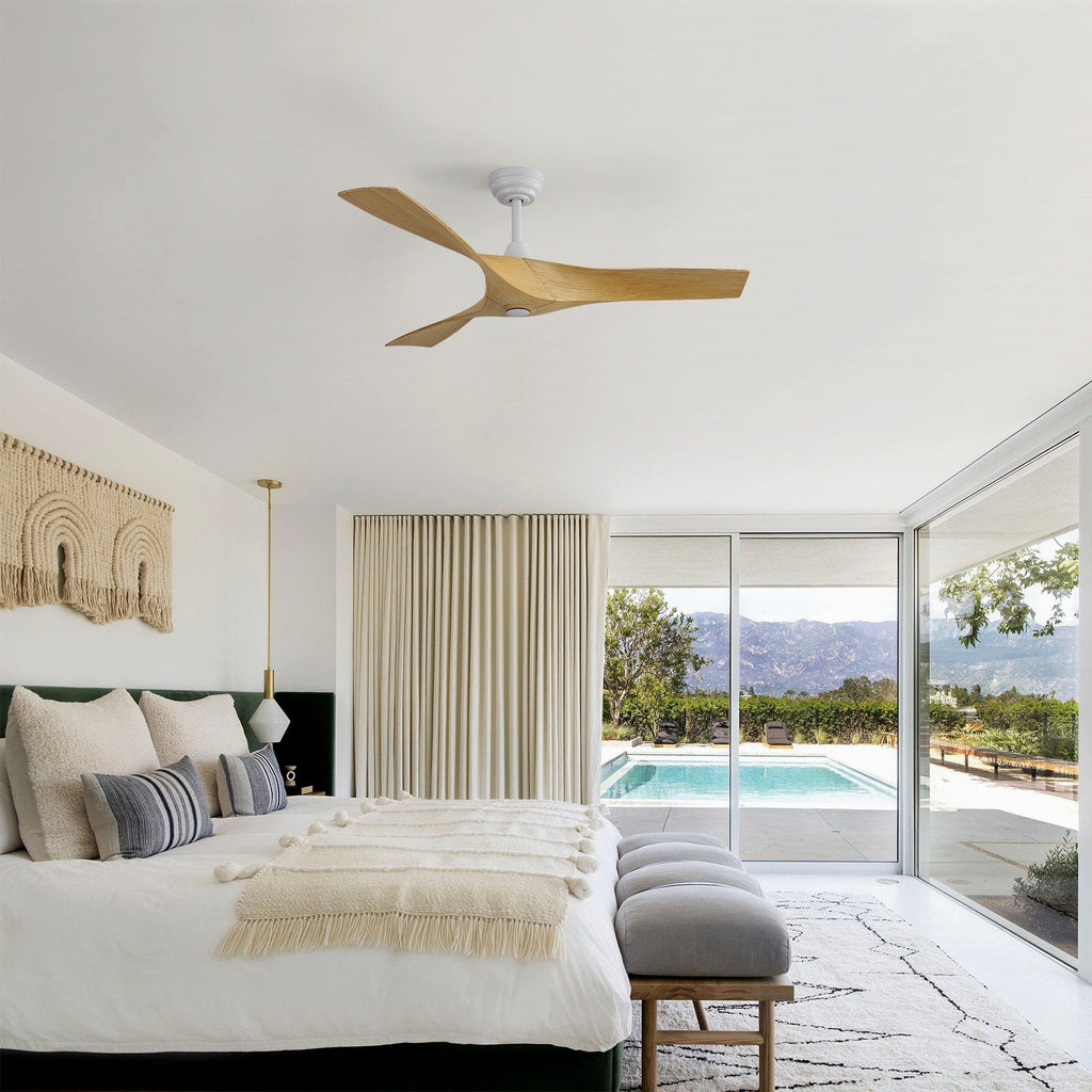 52 inch Modern Solid Wood / ABS Ceiling Fan With Remote Control(No Light),6 WInd Speed,Reversible Airflow