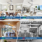 52 inch Modern Solid Wood / ABS Ceiling Fan With Remote Control(No Light),6 WInd Speed,Reversible Airflow