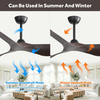 52 inch Modern Solid Wood / ABS Ceiling Fan With Remote Control(No Light),6 WInd Speed,Reversible Airflow