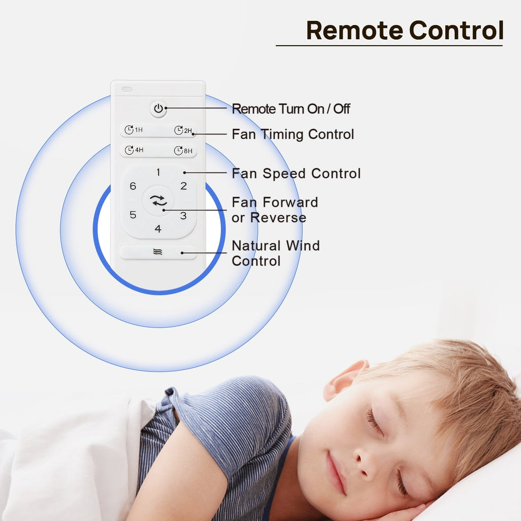 52 inch Modern Solid Wood / ABS Ceiling Fan With Remote Control(No Light),6 WInd Speed,Reversible Airflow