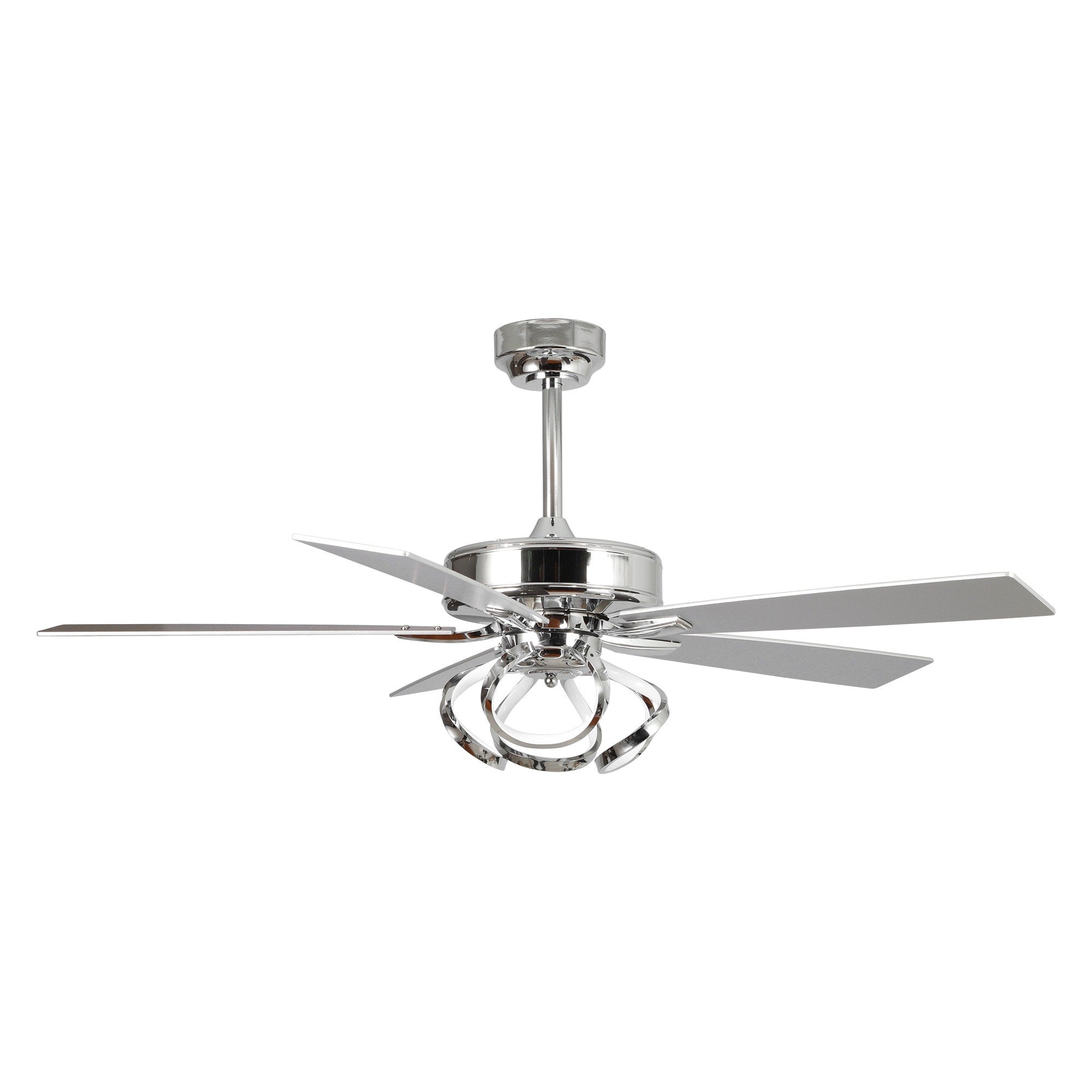 52 Modern Chrome/ Black Indoor Dimmable LED Ceiling Fan with Light and Remote
