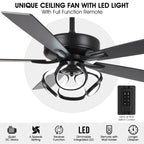 52 Modern Chrome/ Black Indoor Dimmable LED Ceiling Fan with Light and Remote