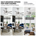 52 Modern Chrome/ Black Indoor Dimmable LED Ceiling Fan with Light and Remote