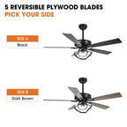 52 Modern Chrome/ Black Indoor Dimmable LED Ceiling Fan with Light and Remote