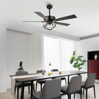 52 Modern Chrome/ Black Indoor Dimmable LED Ceiling Fan with Light and Remote