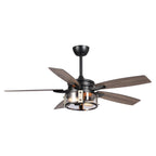 52 Rustic Black Wood 5-Blade Indoor Ceiling Fan with Remote