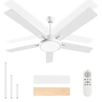 52 Modern Ceiling Fans with Lights and Remote, LED Dimmable