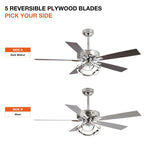 52 Modern Chrome/ Black Indoor Dimmable LED Ceiling Fan with Light and Remote