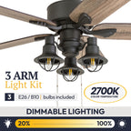 52 Prominence Home Sivan Bronze Farmhouse LED Ceiling Fan with Light, Remote Control