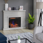 52 Shiplap Wall Mantel with 3D Fireplace Insert