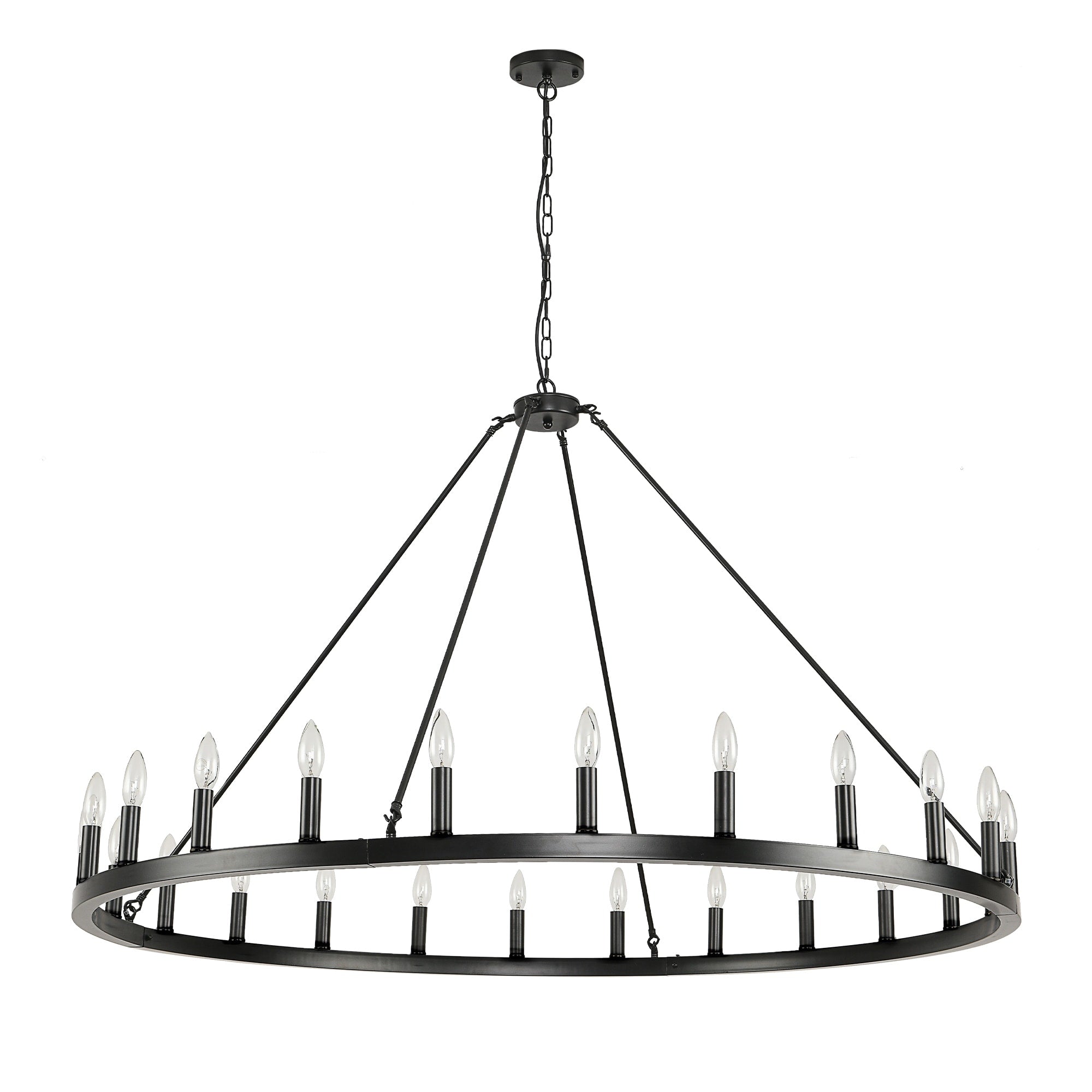 54-inch Round Wagon Wheel 24-light Chandelier