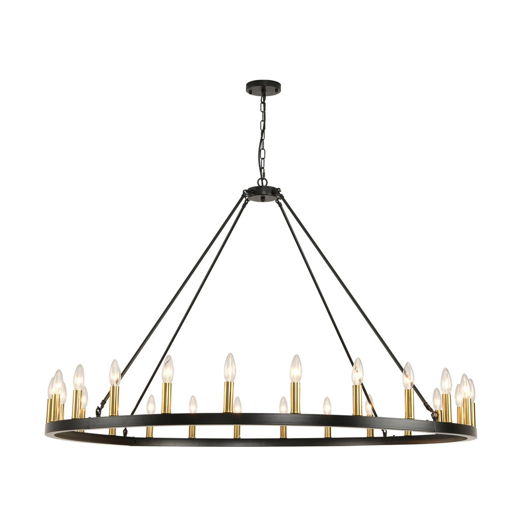 54-inch Round Wagon Wheel 24-light Chandelier