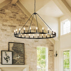 54-inch Round Wagon Wheel 24-light Chandelier