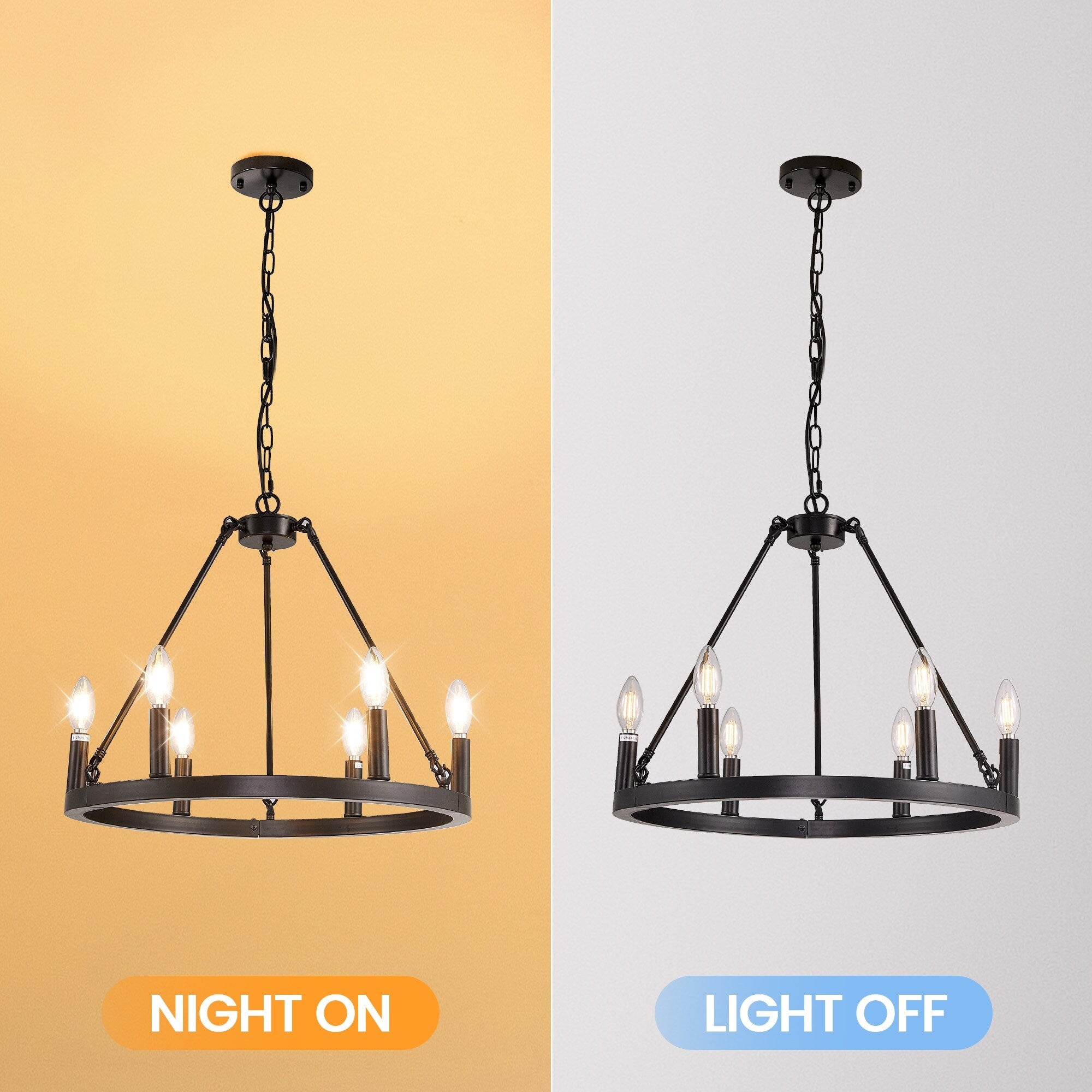 54-inch Round Wagon Wheel 24-light Chandelier