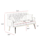 55.5 Velvet 2-Seater Sofa with 2 Pillows, Contemporary Design, and Easy Assembly