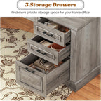 Farmhouse Executive Desk Home Office Desk File Drawer Monitor Stand Power Outlet