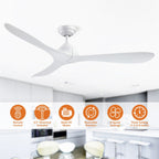 56 Modern Black 3-Blade Propeller DC Ceiling Fan with Remote