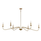 6 Light 64 Inches Minimalist Chandelier in Matte Black / Gold /Chrome - N/A