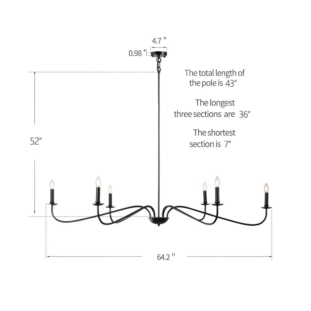 6-Light Classic French Minialist Chandelier with Candle-Style Lighting